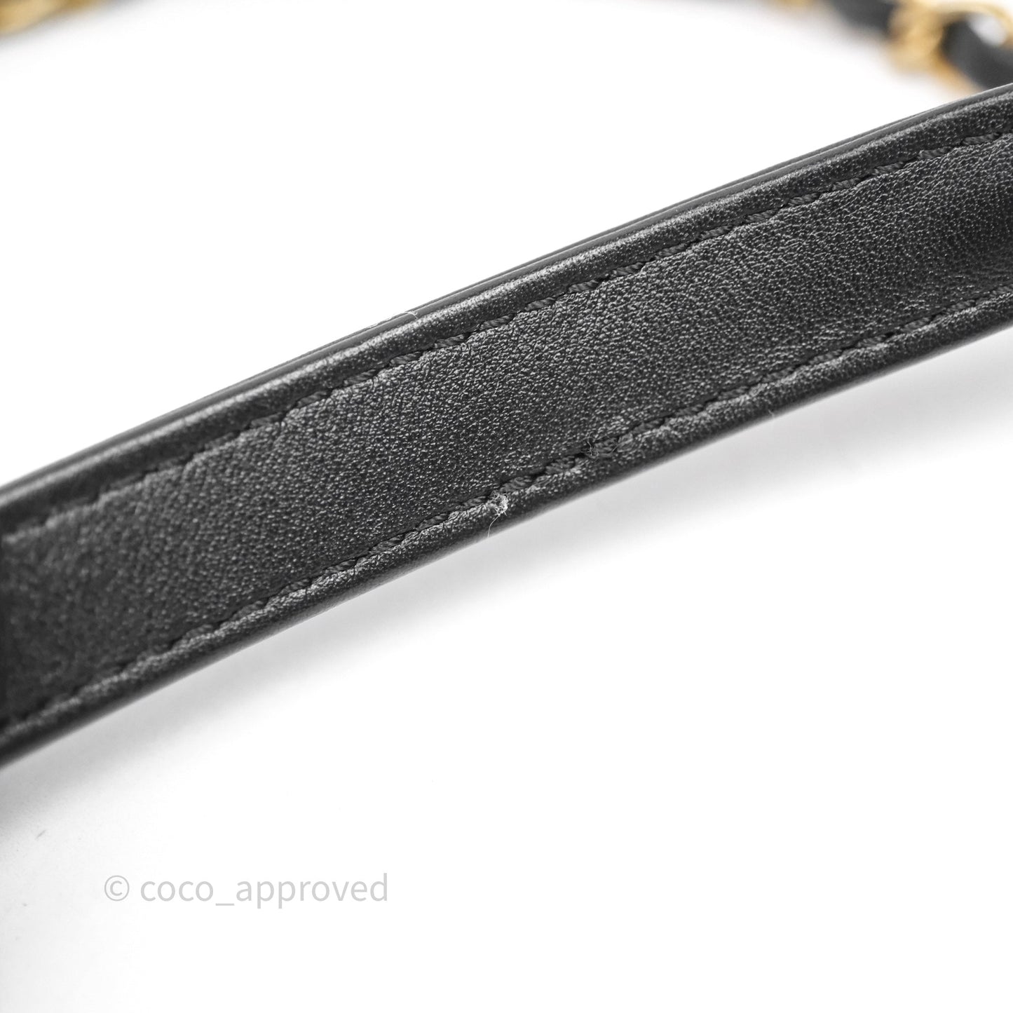 Chanel Pearl Chain Bag Black Calfskin Aged Gold Hardware