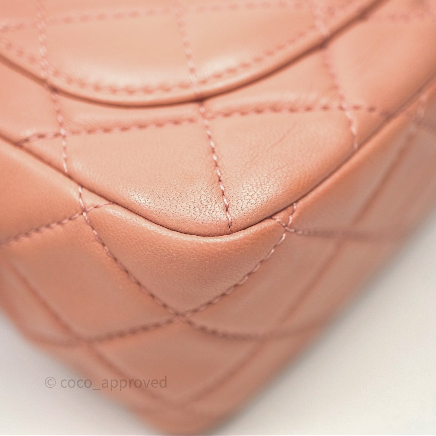 Chanel Pearl Crush Mini Square Quilted Pink Lambskin Aged Gold Hardware