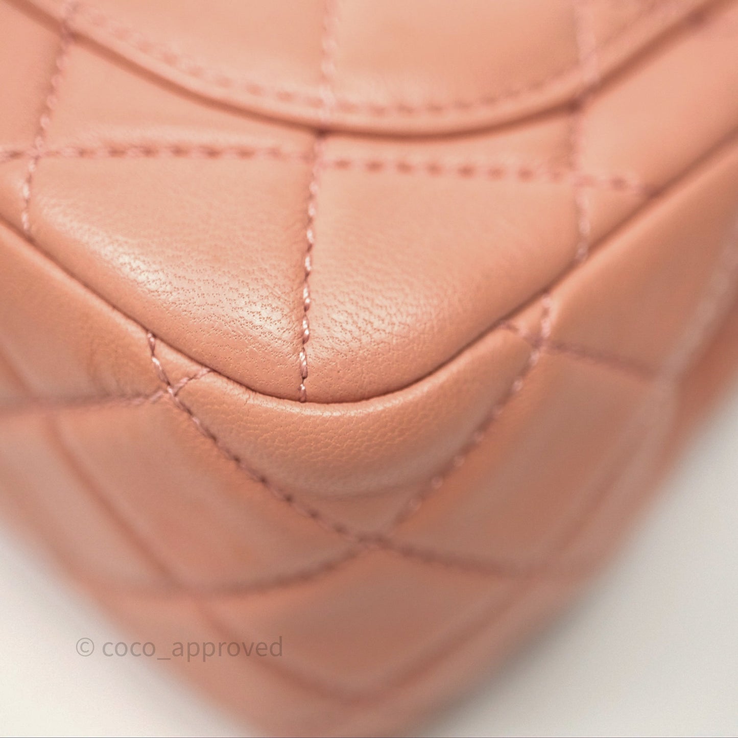 Chanel Pearl Crush Mini Square Quilted Pink Lambskin Aged Gold Hardware
