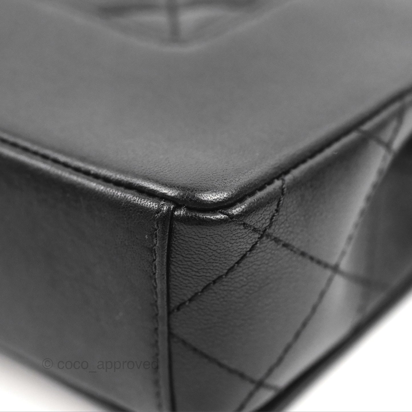 Chanel Mademoiselle Vintage Flap Bag Black Sheepskin Silver Hardware