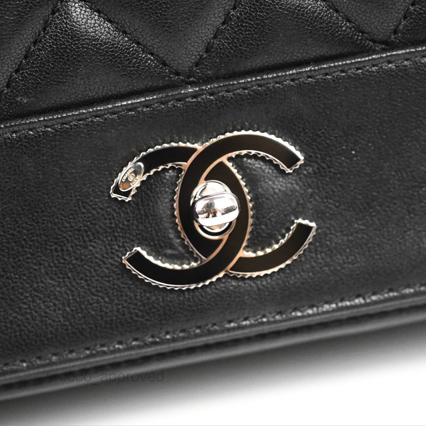 Chanel Mademoiselle Vintage Flap Bag Black Sheepskin Silver Hardware