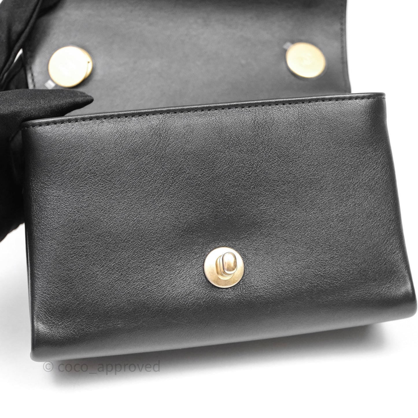 Chanel Pearl Chain Bag Black Calfskin Aged Gold Hardware
