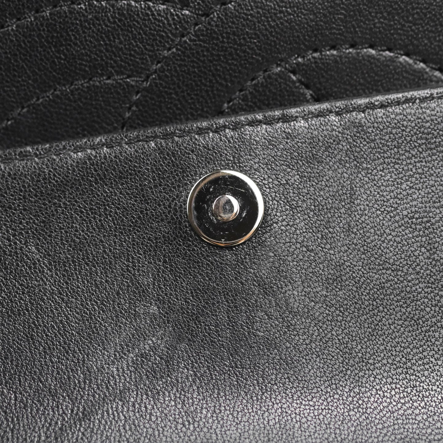 Chanel Mademoiselle Vintage Flap Bag Black Sheepskin Silver Hardware