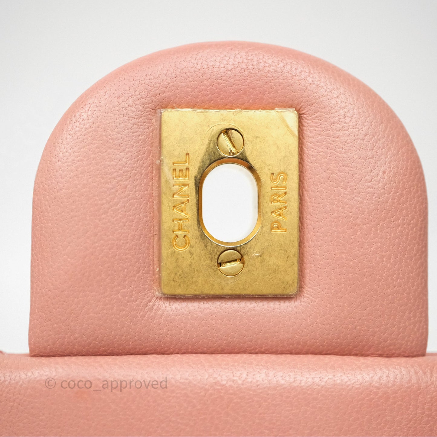 Chanel Pearl Crush Mini Square Quilted Pink Lambskin Aged Gold Hardware