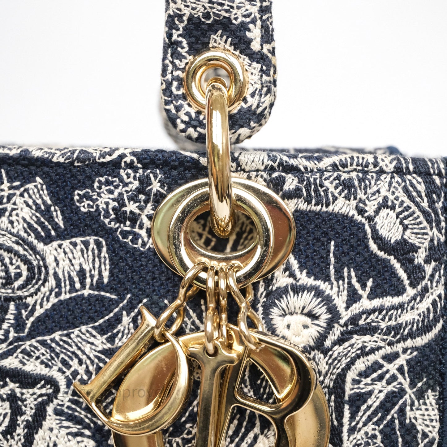 Christian Dior Medium Lady D-Lite Bag Blue Toile de Jouy Reverse Embroidery