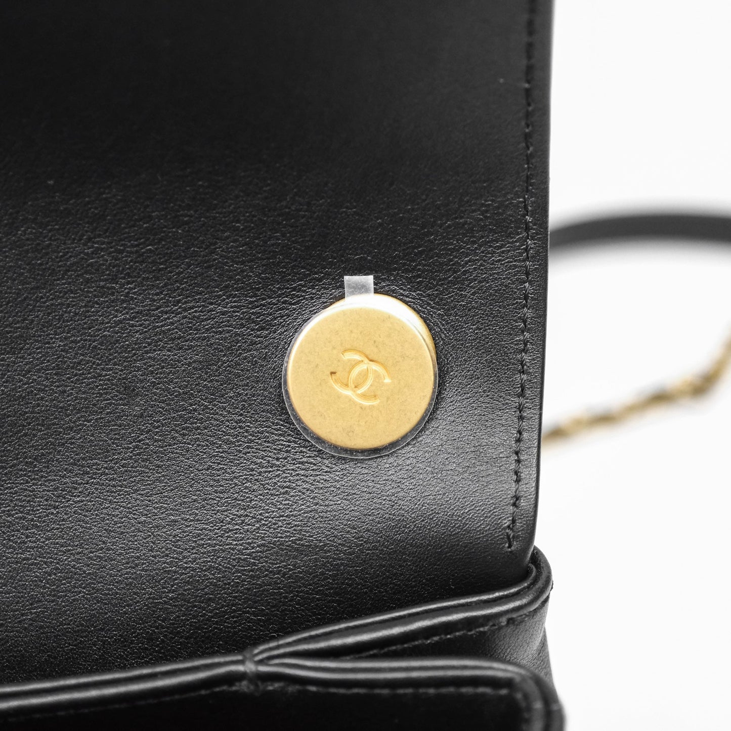 Chanel Pearl Chain Bag Black Calfskin Aged Gold Hardware