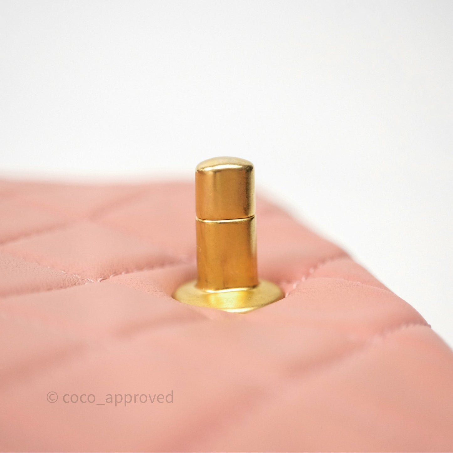 Chanel Pearl Crush Mini Square Quilted Pink Lambskin Aged Gold Hardware