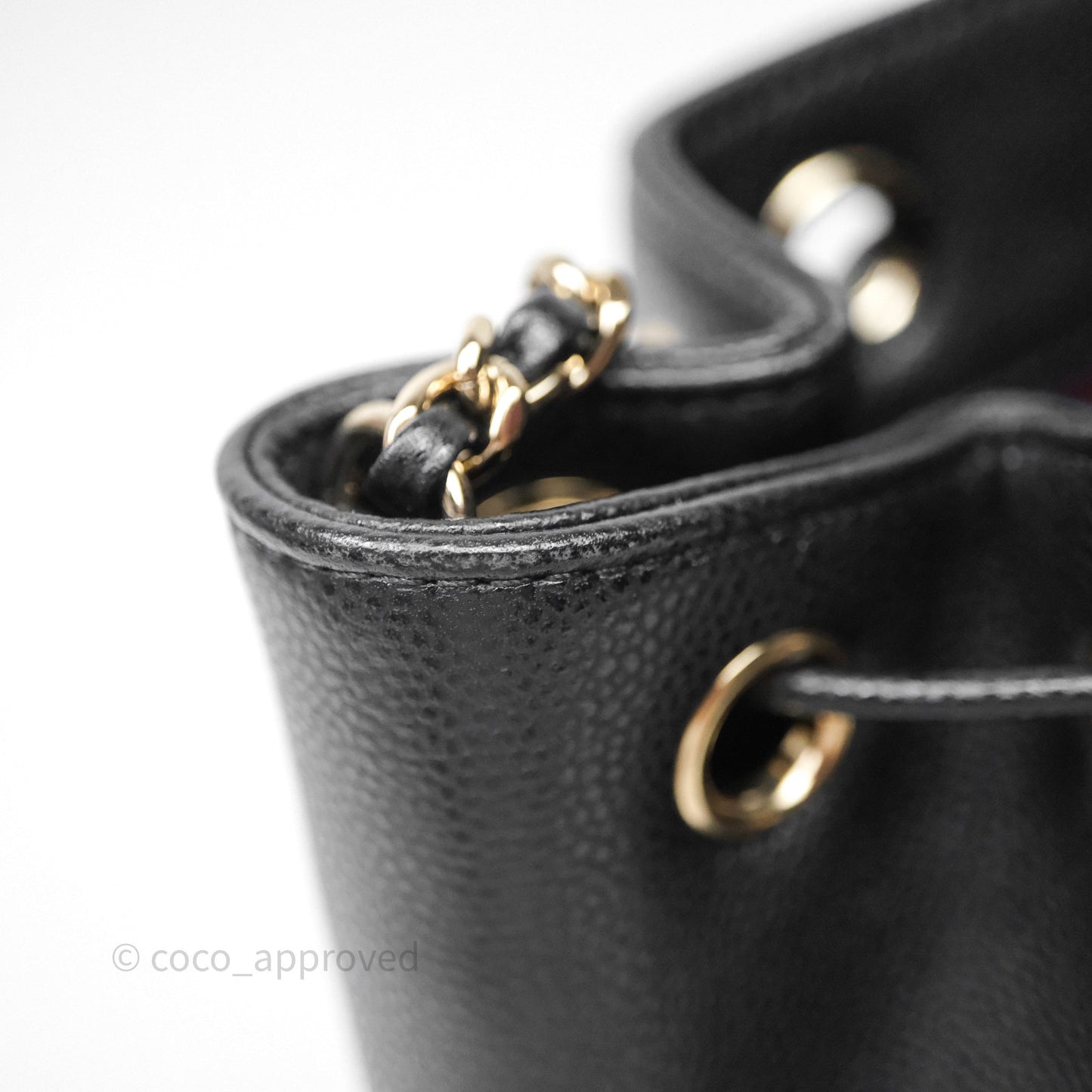 Chanel Caviar Quilted CC Pocket Bucket Bag Black Gold Hardware