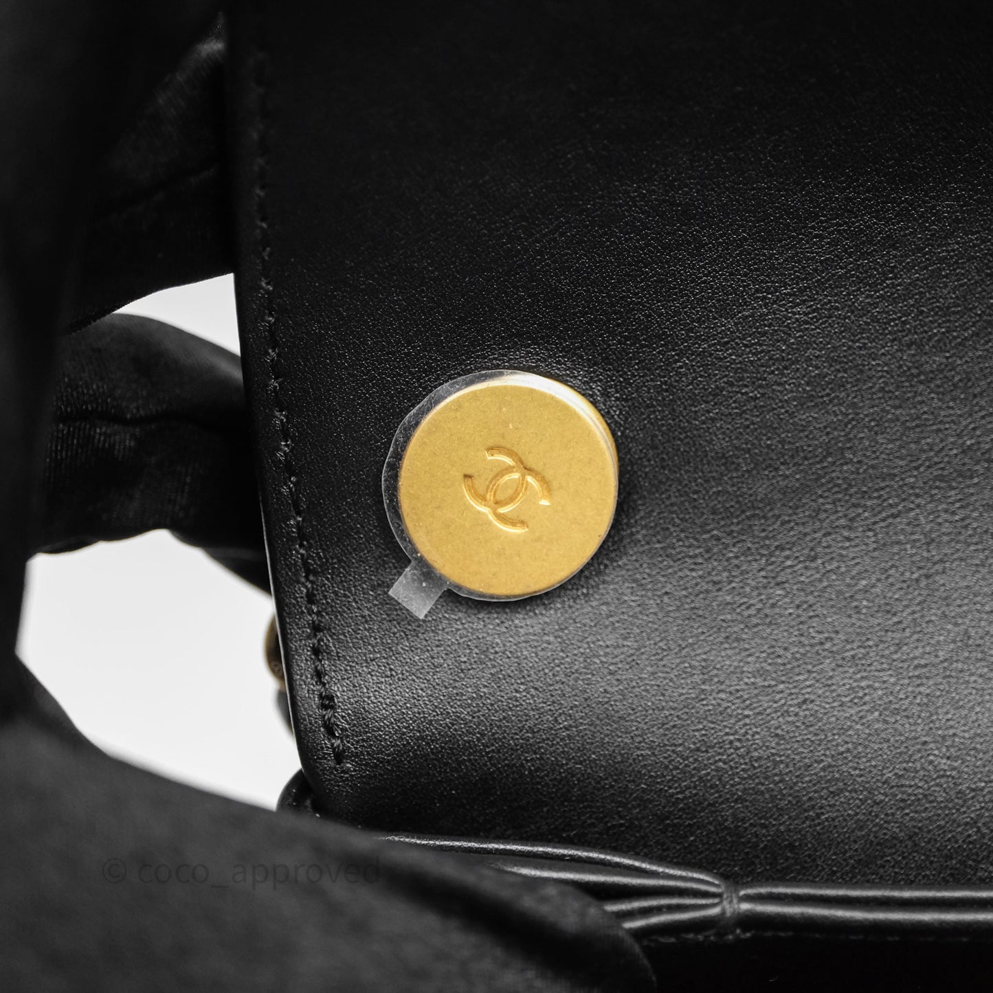 Chanel Pearl Chain Bag Black Calfskin Aged Gold Hardware