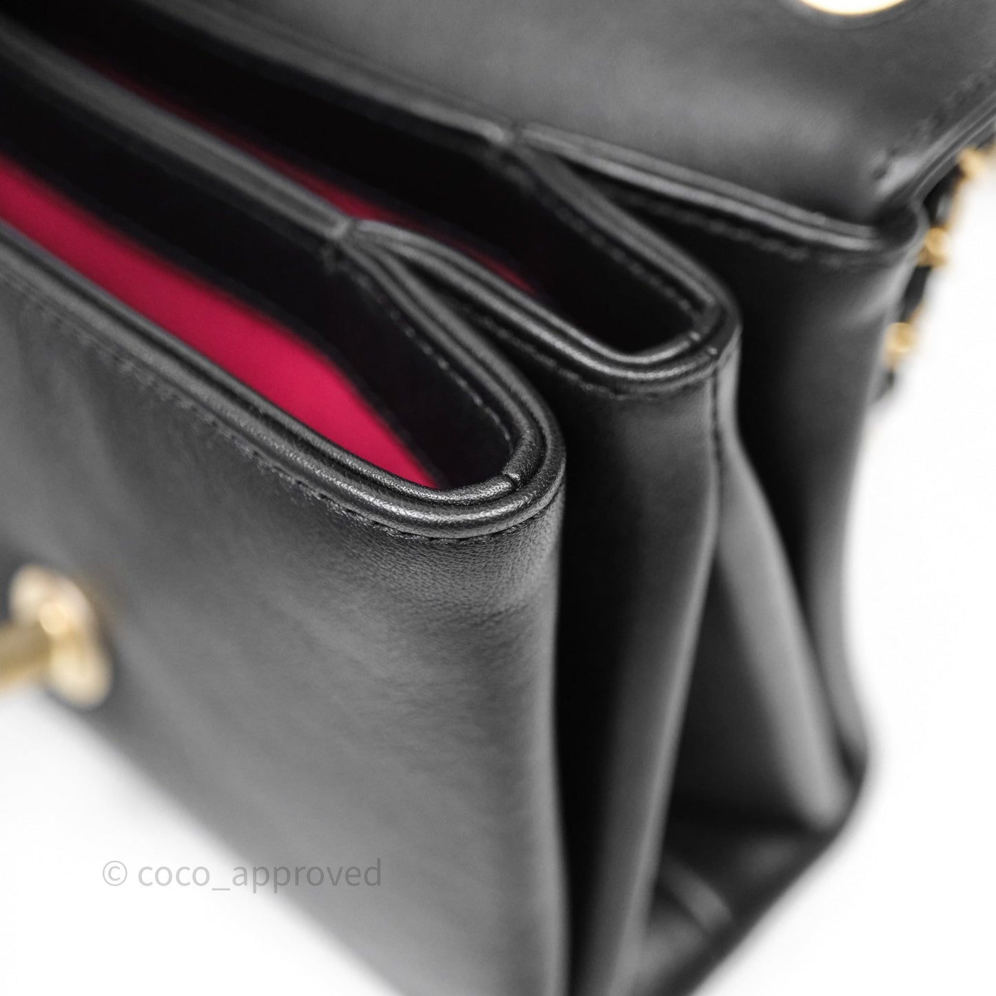 Chanel Pearl Chain Bag Black Calfskin Aged Gold Hardware