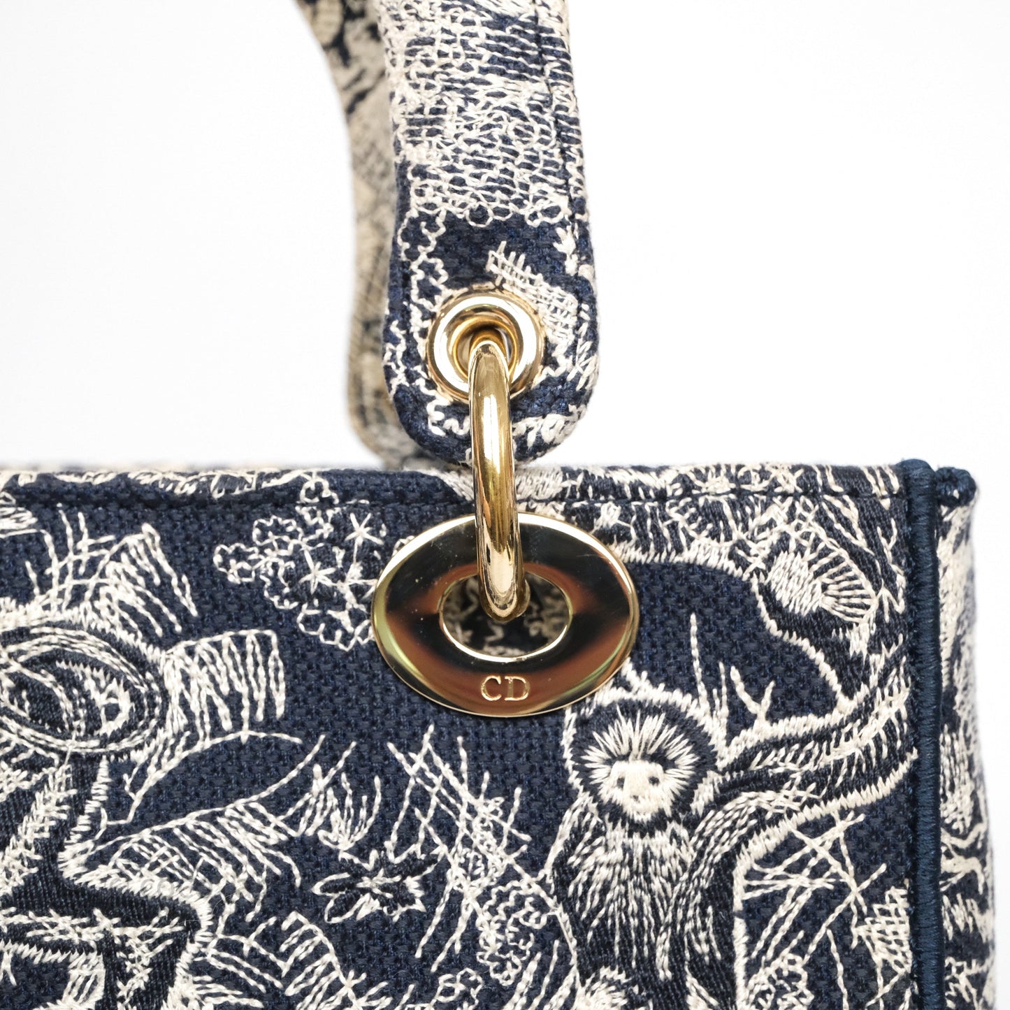Christian Dior Medium Lady D-Lite Bag Blue Toile de Jouy Reverse Embroidery