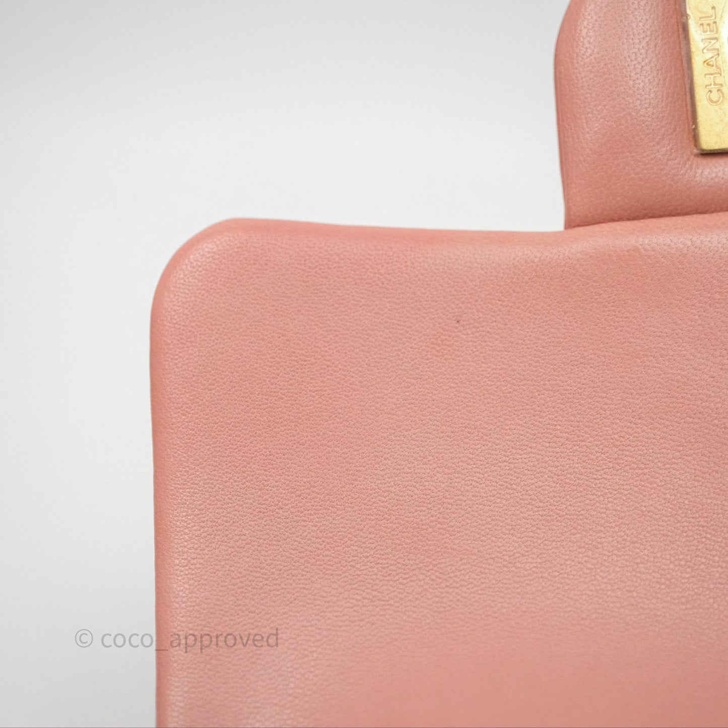 Chanel Pearl Crush Mini Square Quilted Pink Lambskin Aged Gold Hardware