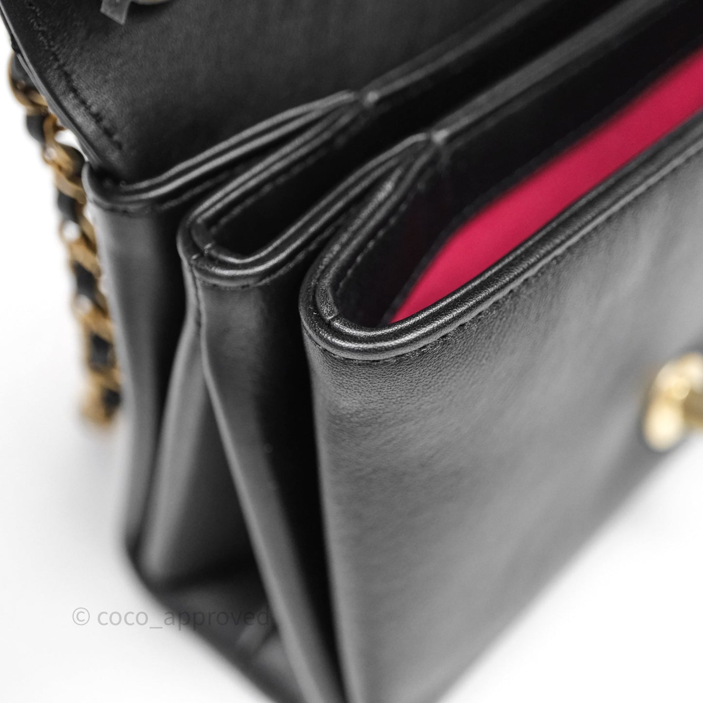 Chanel Pearl Chain Bag Black Calfskin Aged Gold Hardware