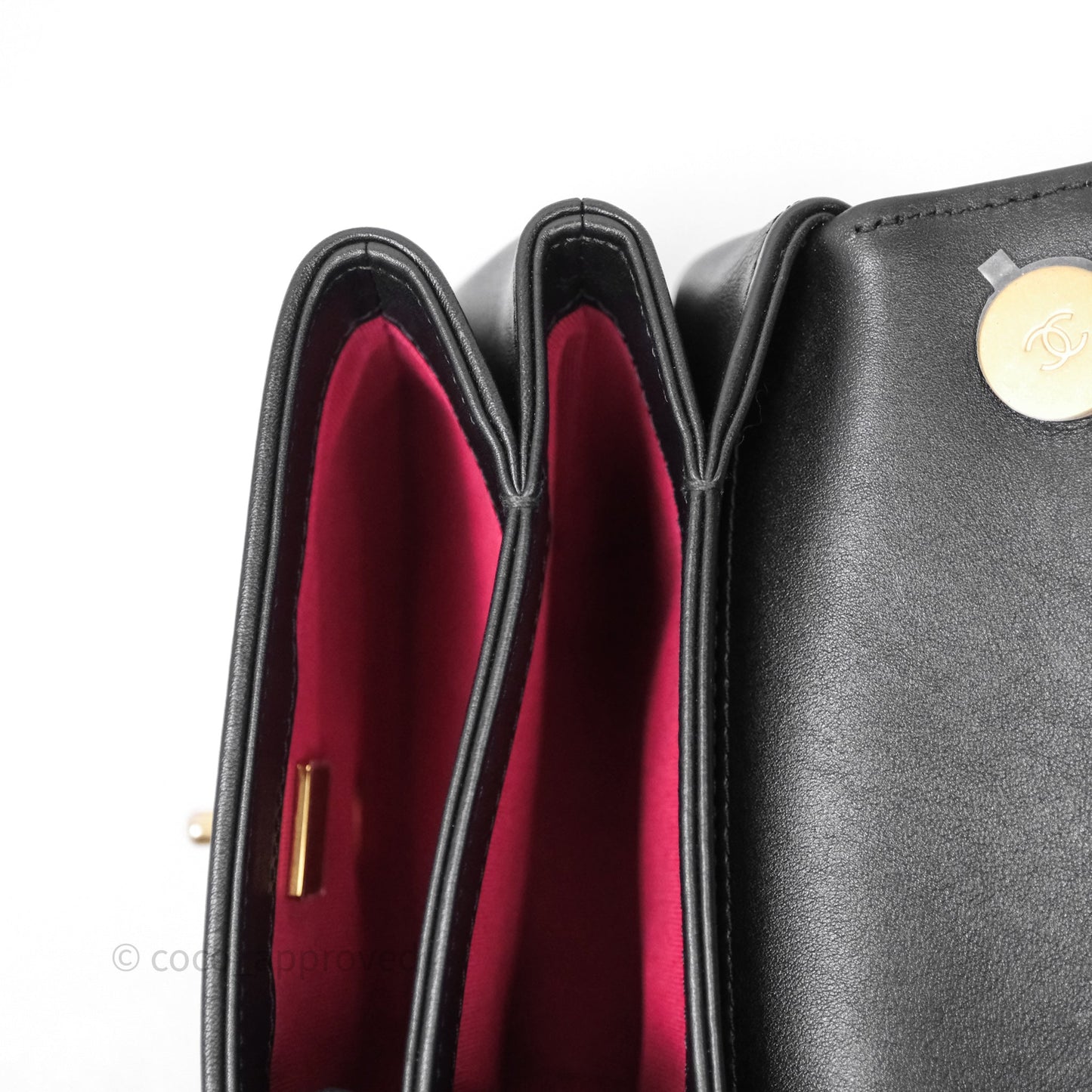 Chanel Pearl Chain Bag Black Calfskin Aged Gold Hardware