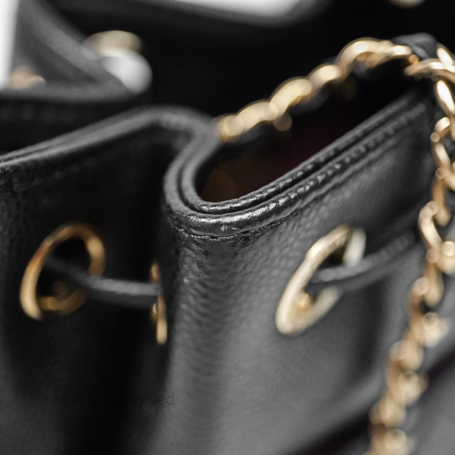 Chanel Caviar Quilted CC Pocket Bucket Bag Black Gold Hardware