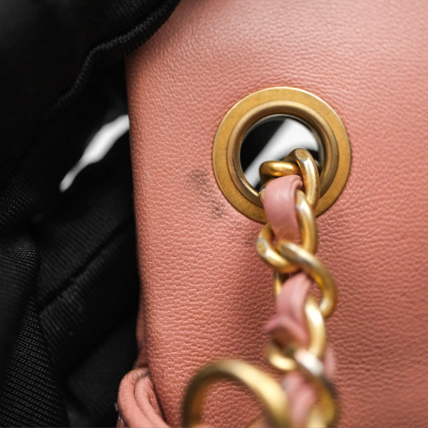 Chanel Pearl Crush Mini Square Quilted Pink Lambskin Aged Gold Hardware