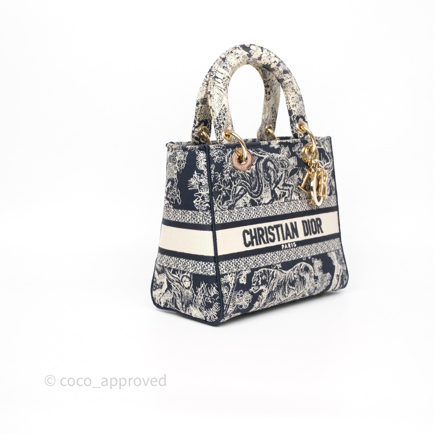 Christian Dior Medium Lady D-Lite Bag Blue Toile de Jouy Reverse Embroidery