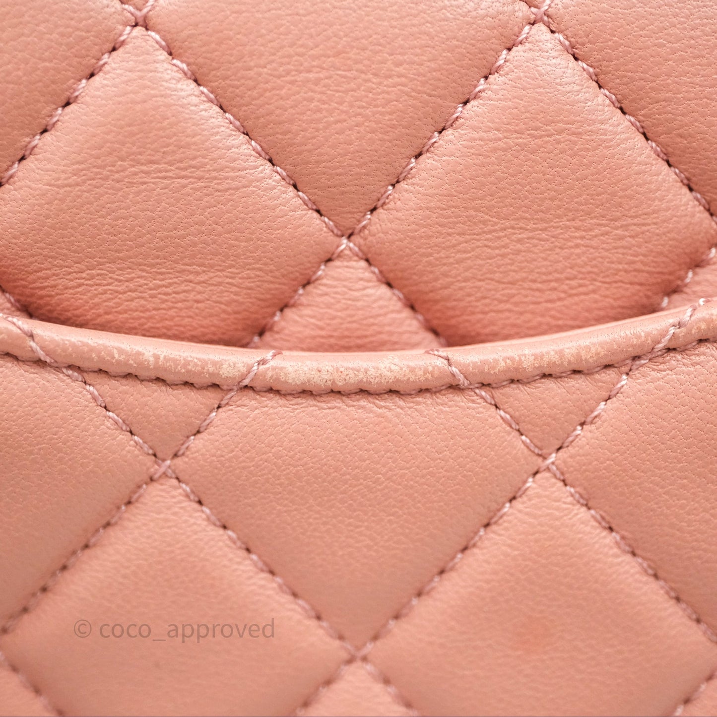 Chanel Pearl Crush Mini Square Quilted Pink Lambskin Aged Gold Hardware