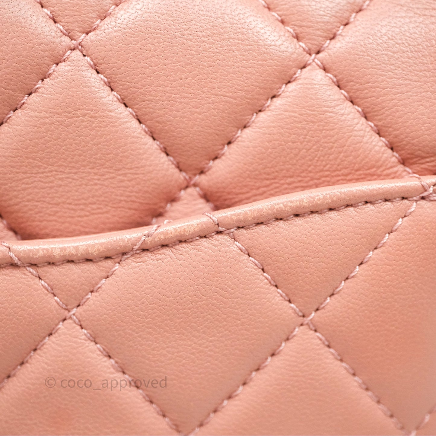 Chanel Pearl Crush Mini Square Quilted Pink Lambskin Aged Gold Hardware