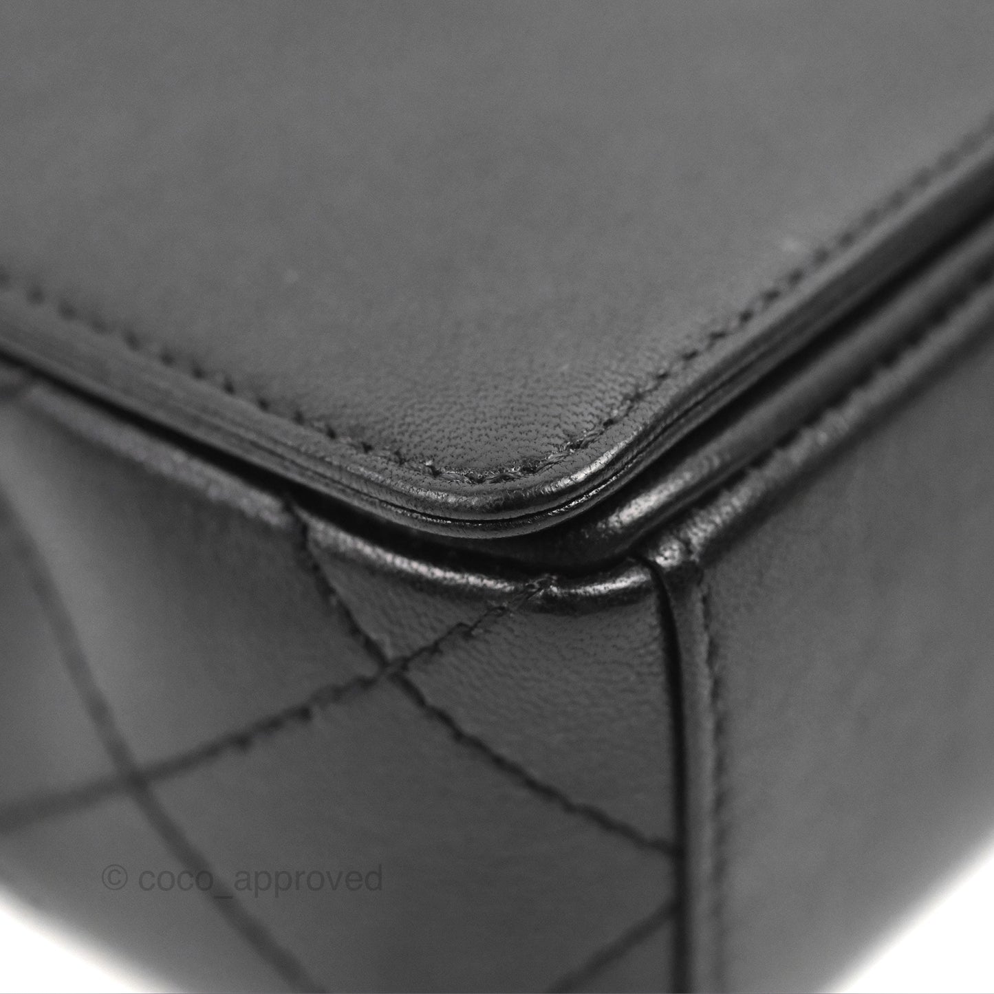 Chanel Mademoiselle Vintage Flap Bag Black Sheepskin Silver Hardware