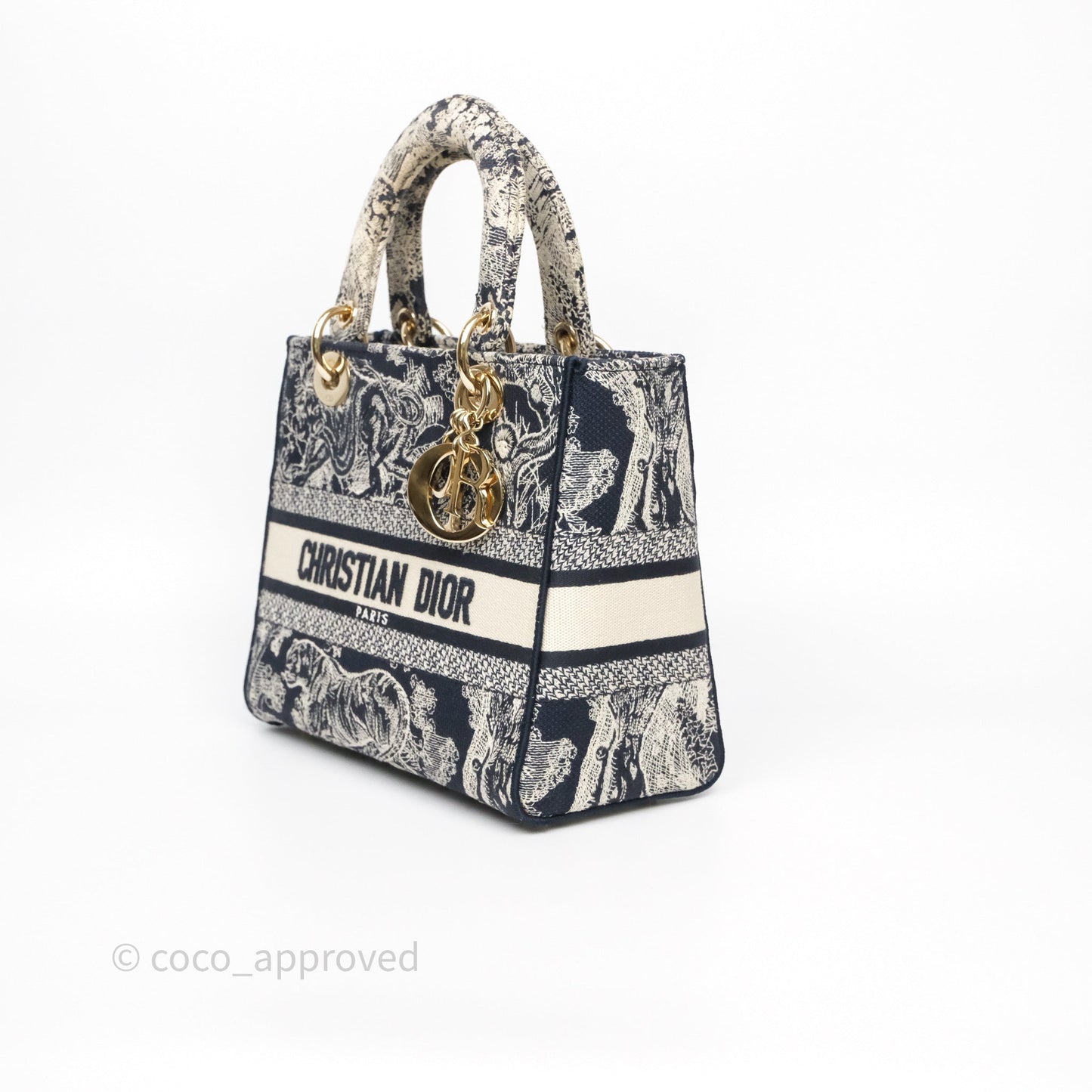 Christian Dior Medium Lady D-Lite Bag Blue Toile de Jouy Reverse Embroidery