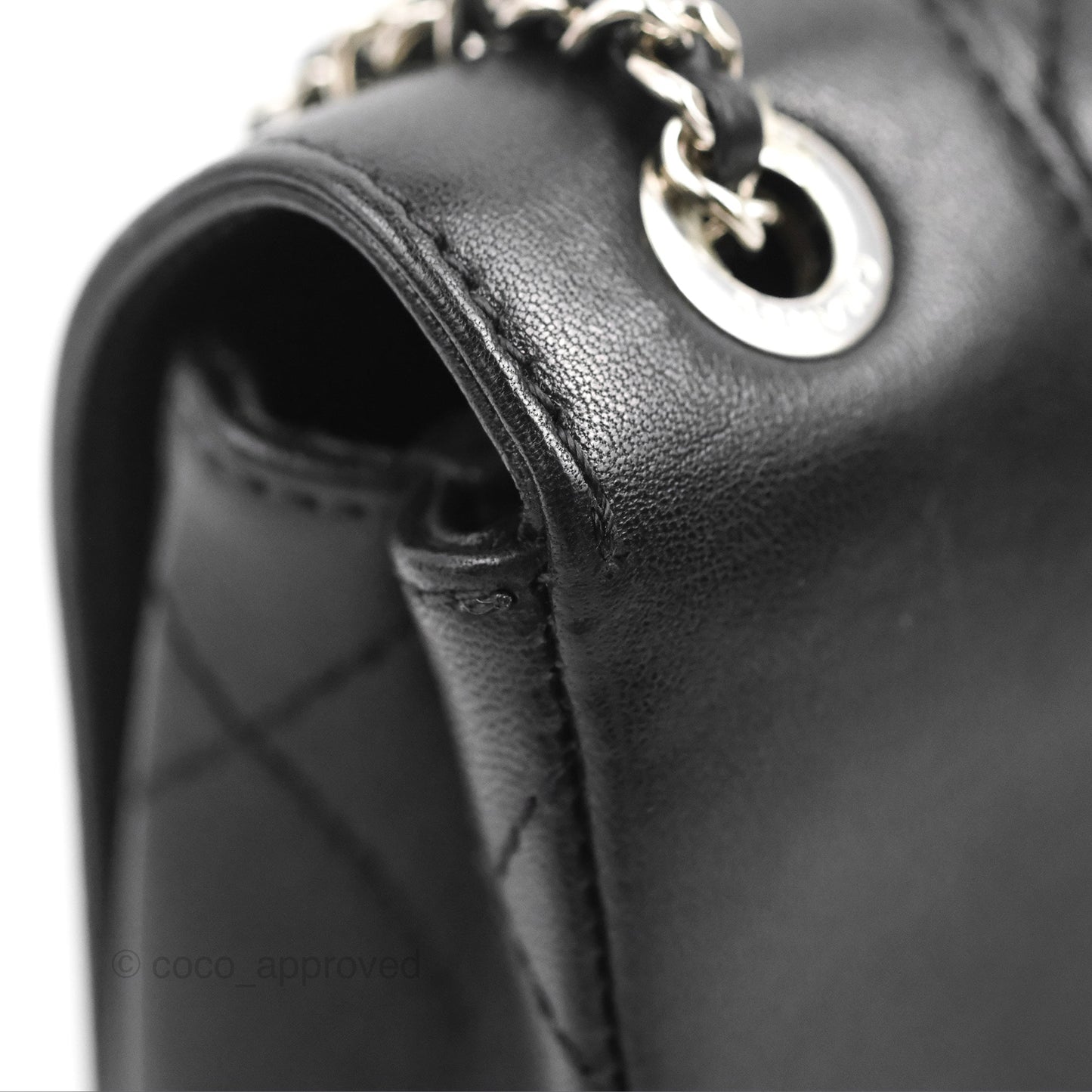 Chanel Mademoiselle Vintage Flap Bag Black Sheepskin Silver Hardware