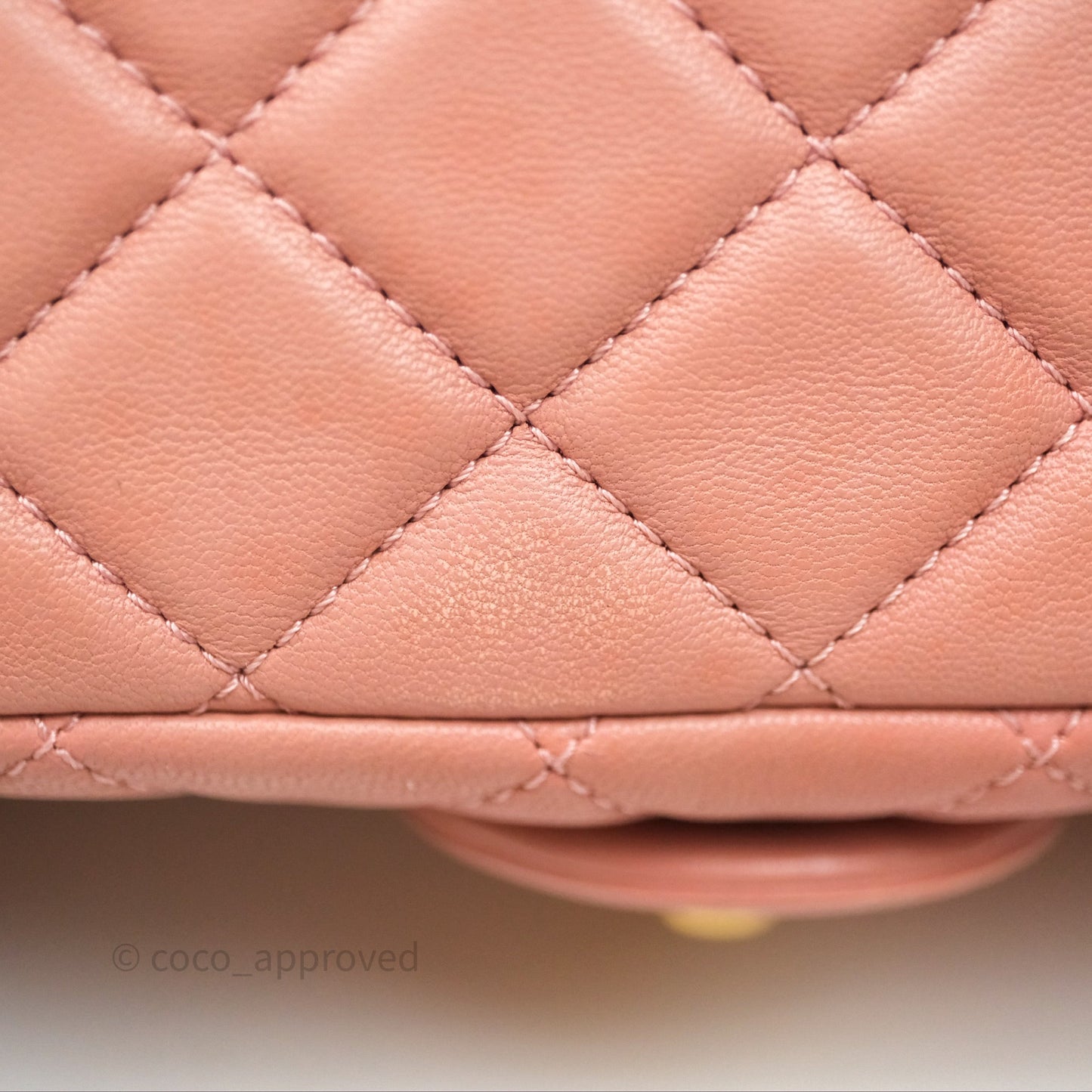 Chanel Pearl Crush Mini Square Quilted Pink Lambskin Aged Gold Hardware