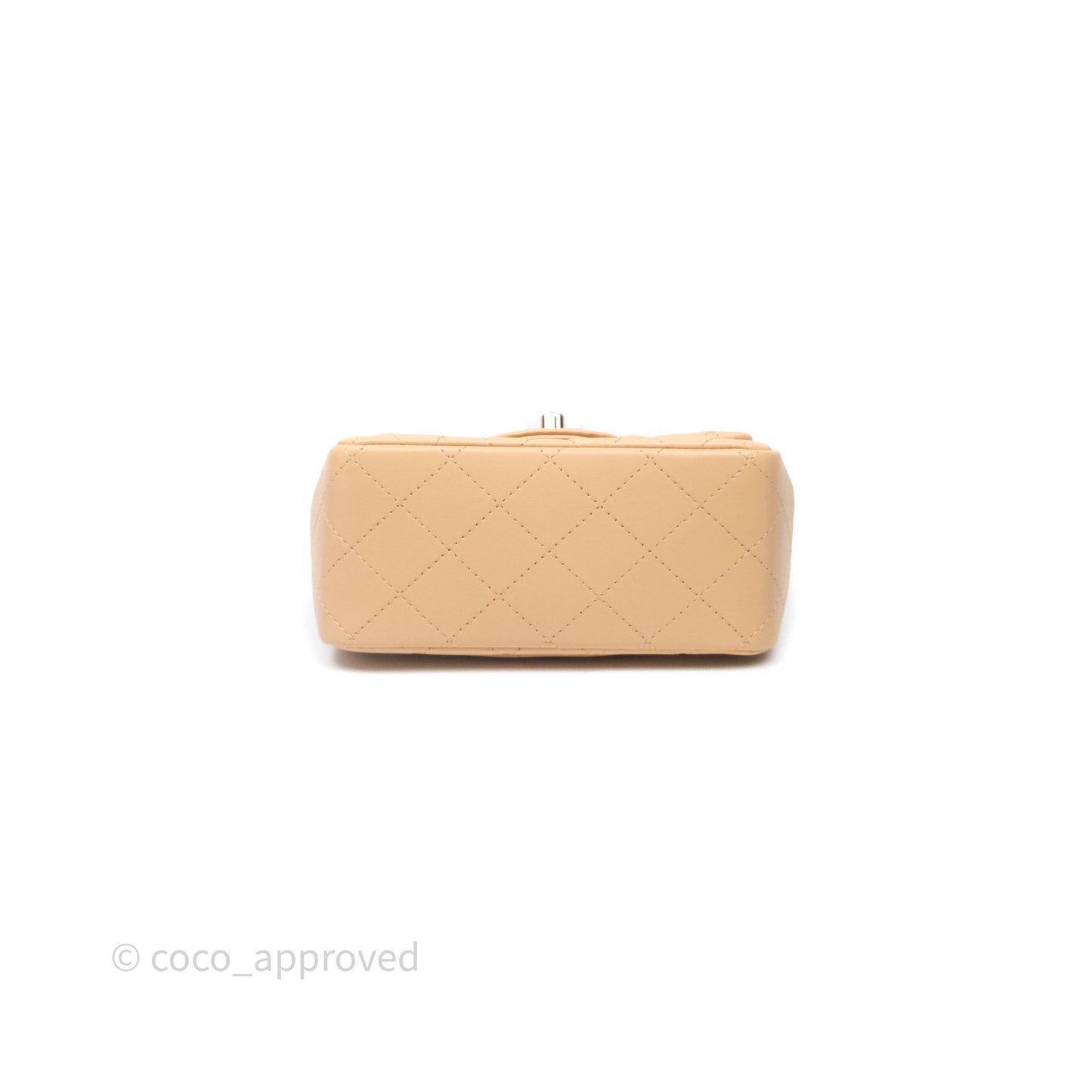 Chanel Mini Square Flap Quilted Beige Lambskin Gold Hardware