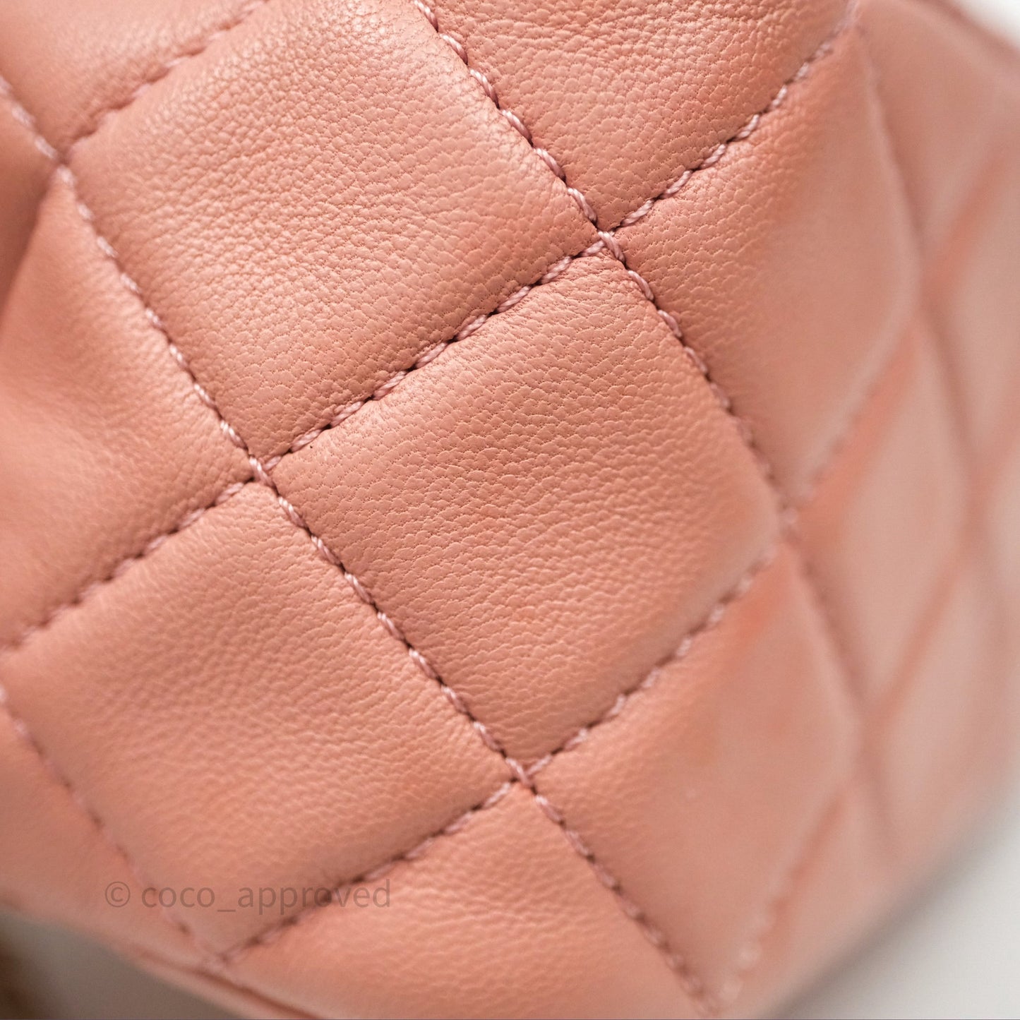 Chanel Pearl Crush Mini Square Quilted Pink Lambskin Aged Gold Hardware