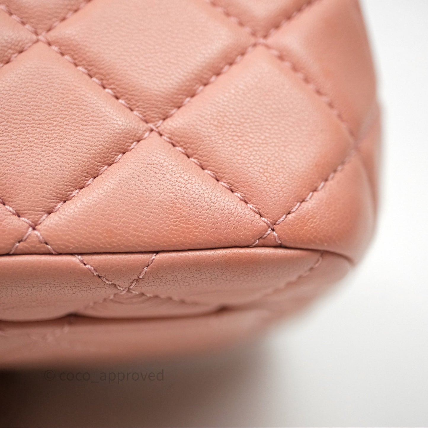 Chanel Pearl Crush Mini Square Quilted Pink Lambskin Aged Gold Hardware