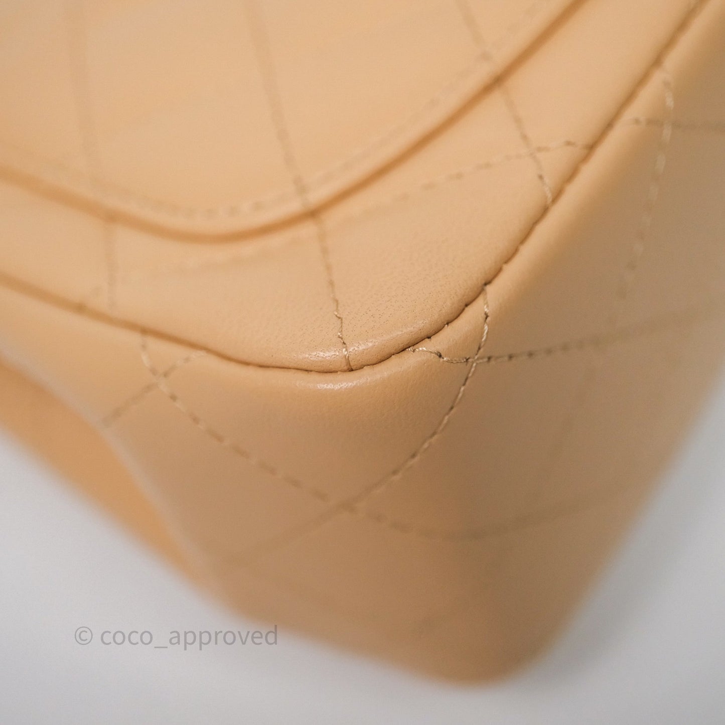 Chanel Mini Square Flap Quilted Beige Lambskin Gold Hardware