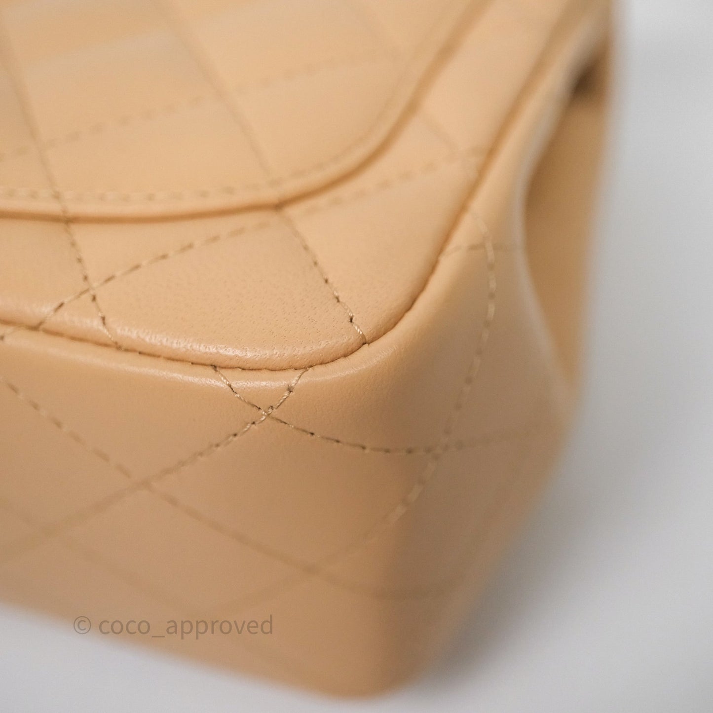 Chanel Mini Square Flap Quilted Beige Lambskin Gold Hardware