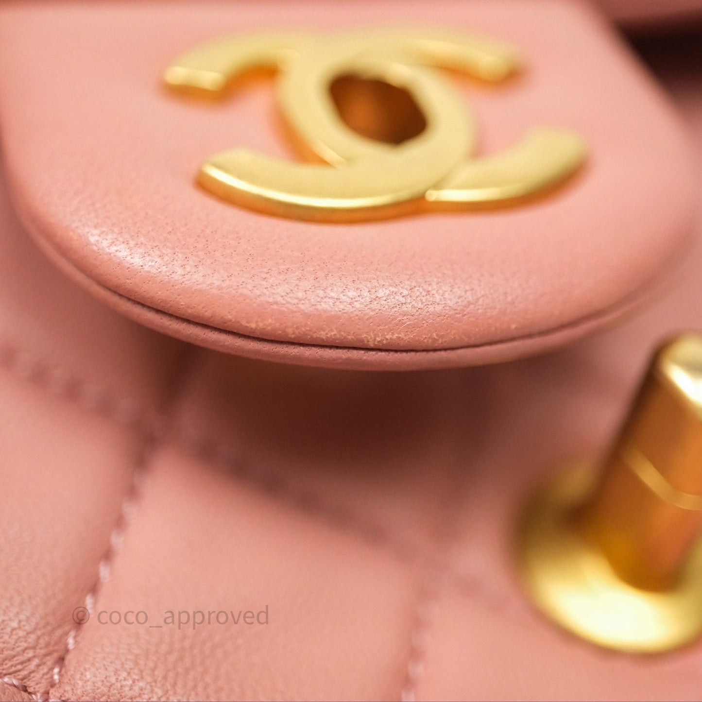 Chanel Pearl Crush Mini Square Quilted Pink Lambskin Aged Gold Hardware