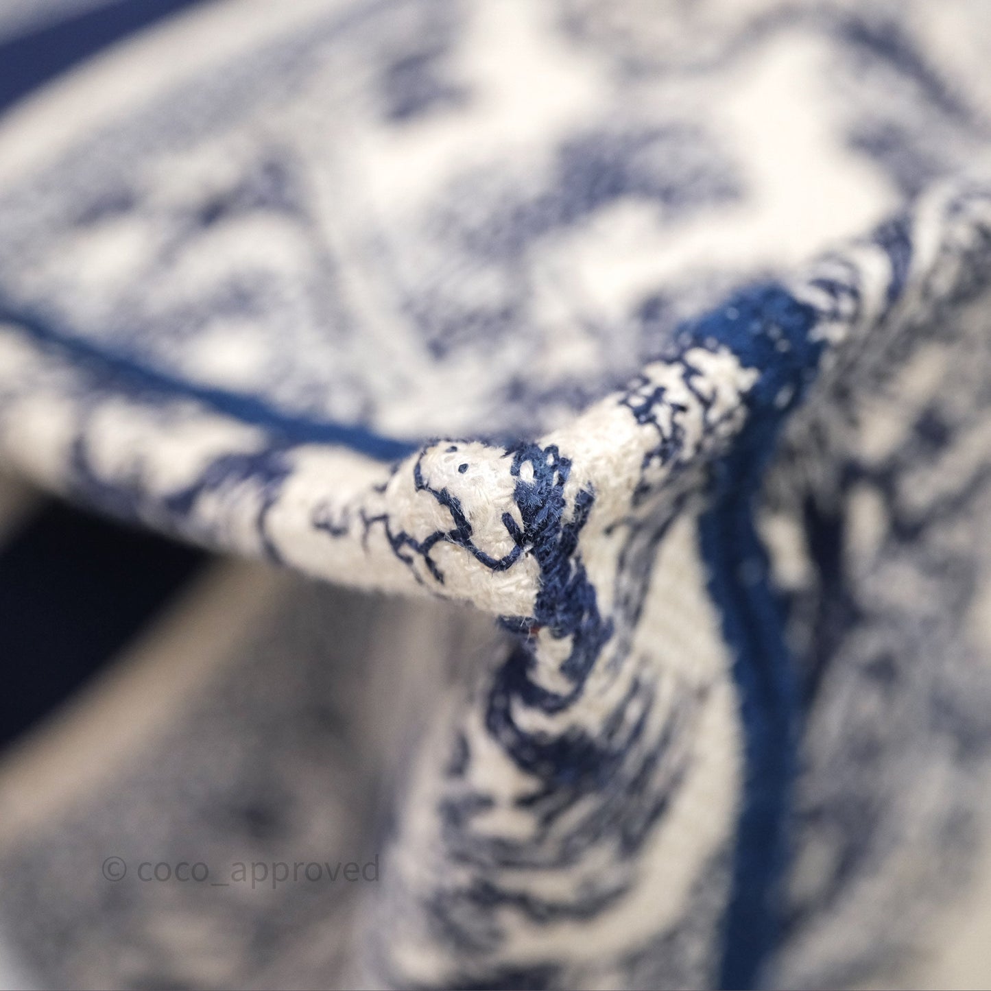 Christian Dior Medium (Old Small) Embroidered Toile De Jouy Canvas Book Tote Blue