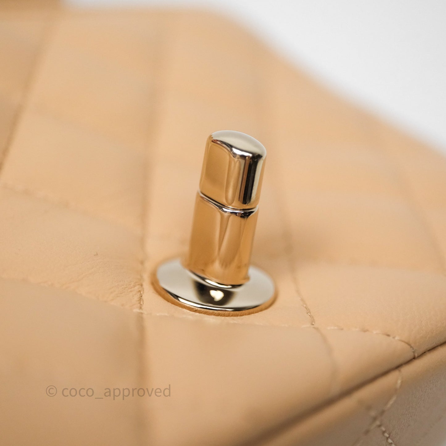 Chanel Mini Square Flap Quilted Beige Lambskin Gold Hardware