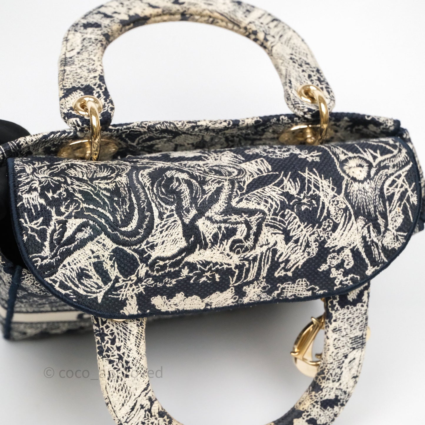 Christian Dior Medium Lady D-Lite Bag Blue Toile de Jouy Reverse Embroidery