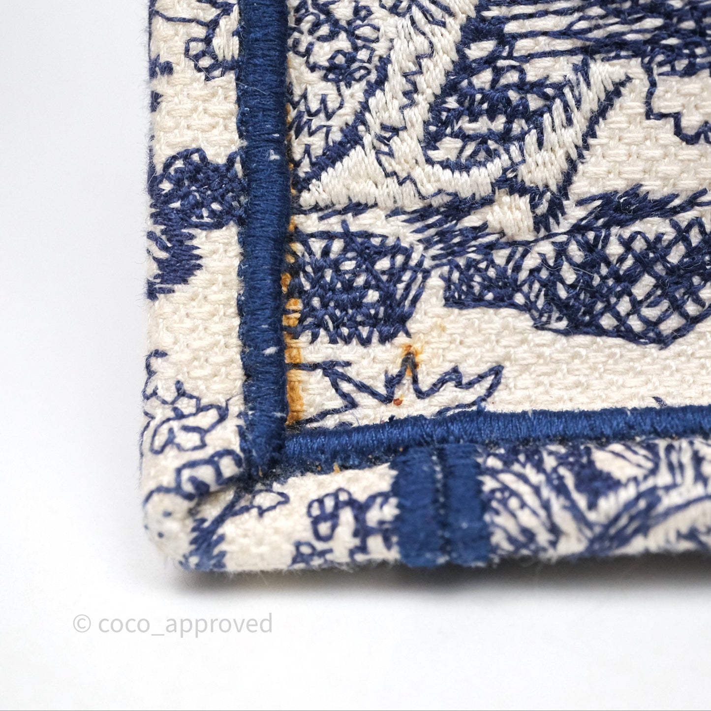 Christian Dior Medium (Old Small) Embroidered Toile De Jouy Canvas Book Tote Blue