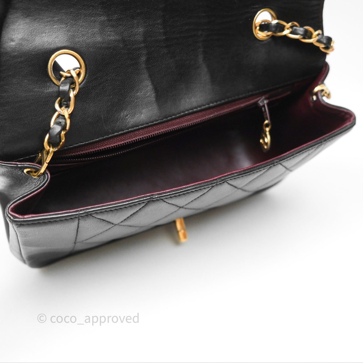 Chanel Vintage Small Diana Bag Quilted Black Lambskin 24K Gold Hardware