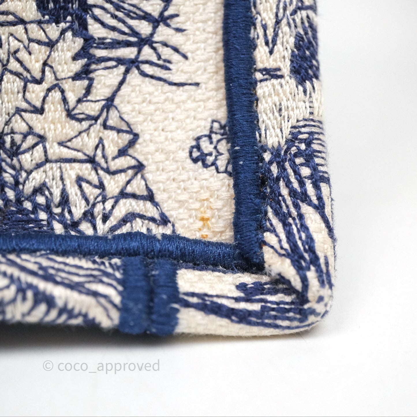 Christian Dior Medium (Old Small) Embroidered Toile De Jouy Canvas Book Tote Blue