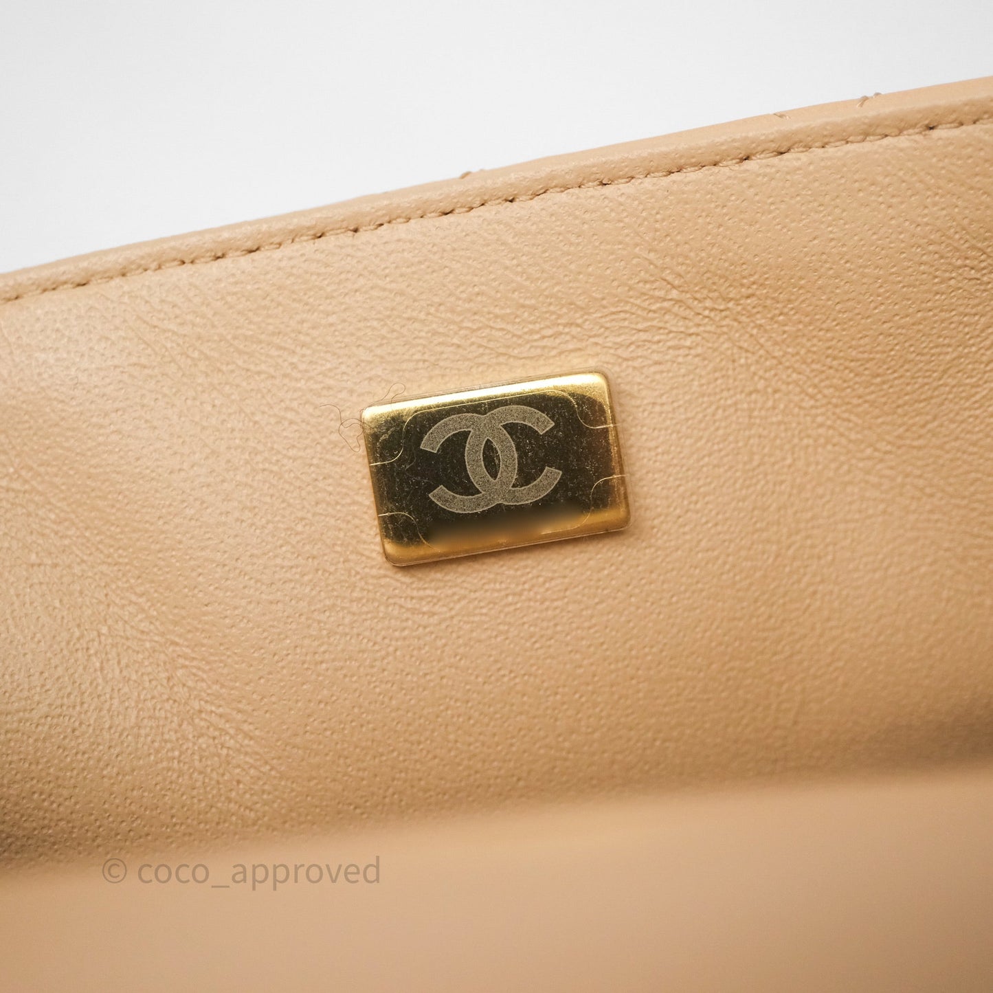 Chanel Mini Square Flap Quilted Beige Lambskin Gold Hardware