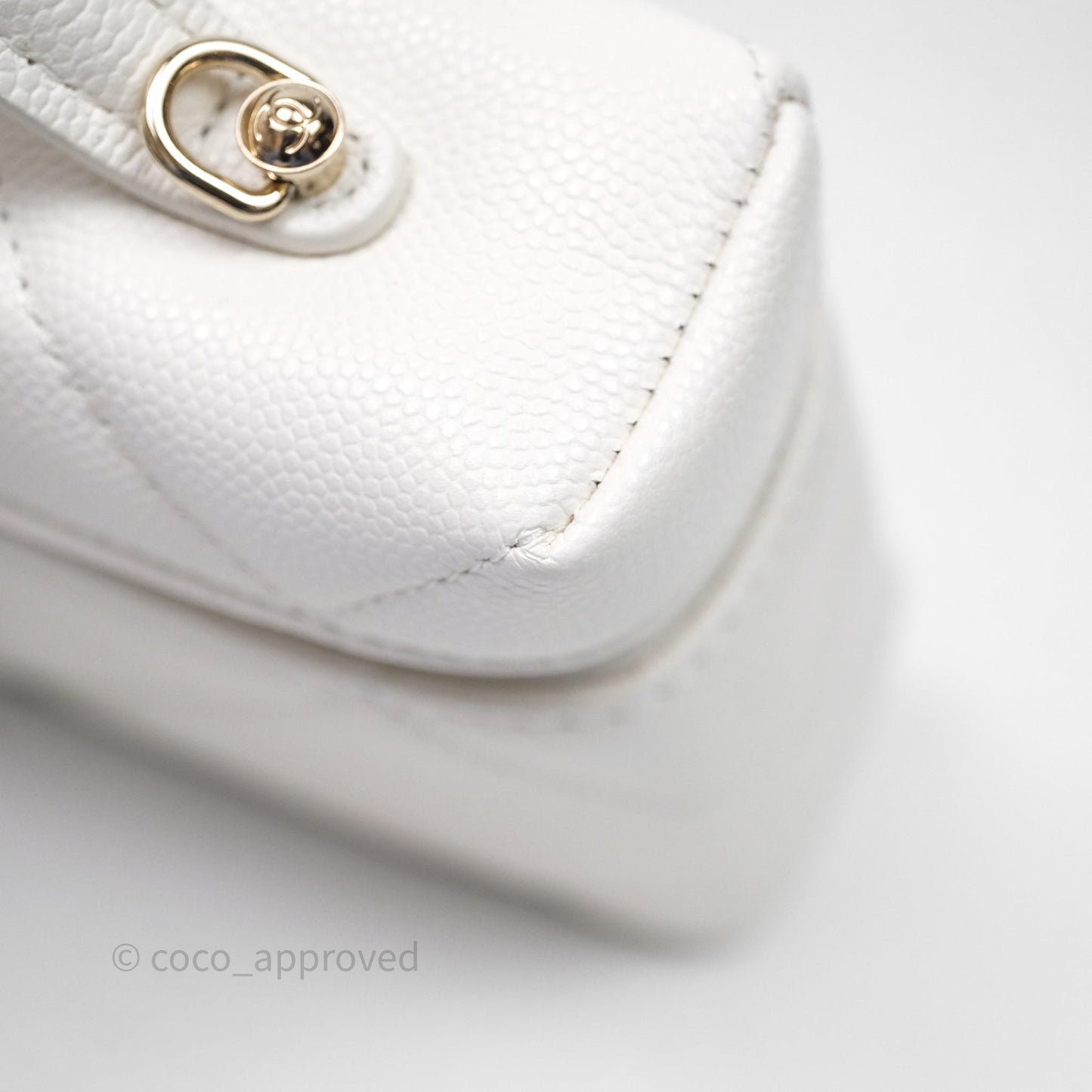 Chanel Top Handle Long Vanity with Chain White Caviar Gold Hardware