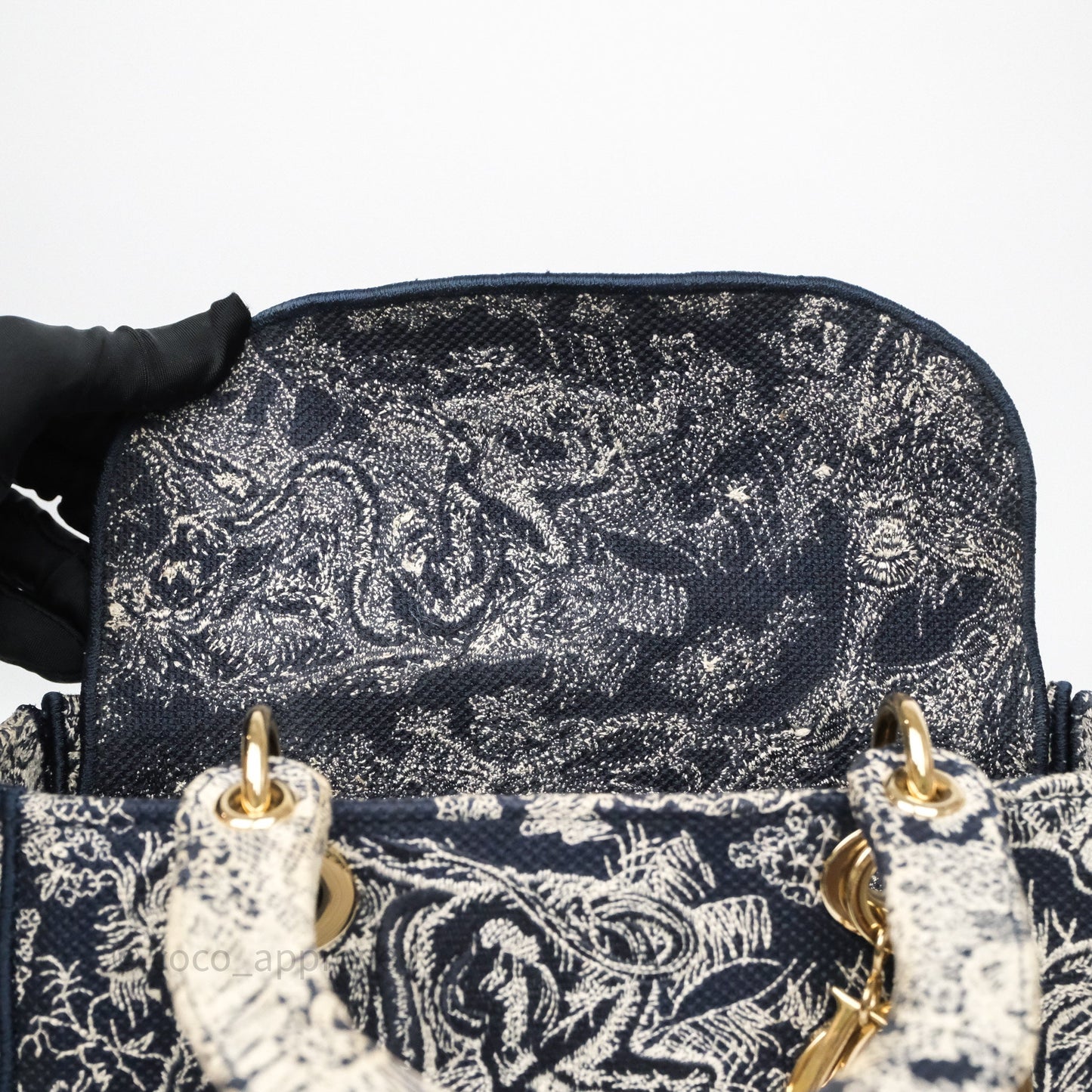 Christian Dior Medium Lady D-Lite Bag Blue Toile de Jouy Reverse Embroidery
