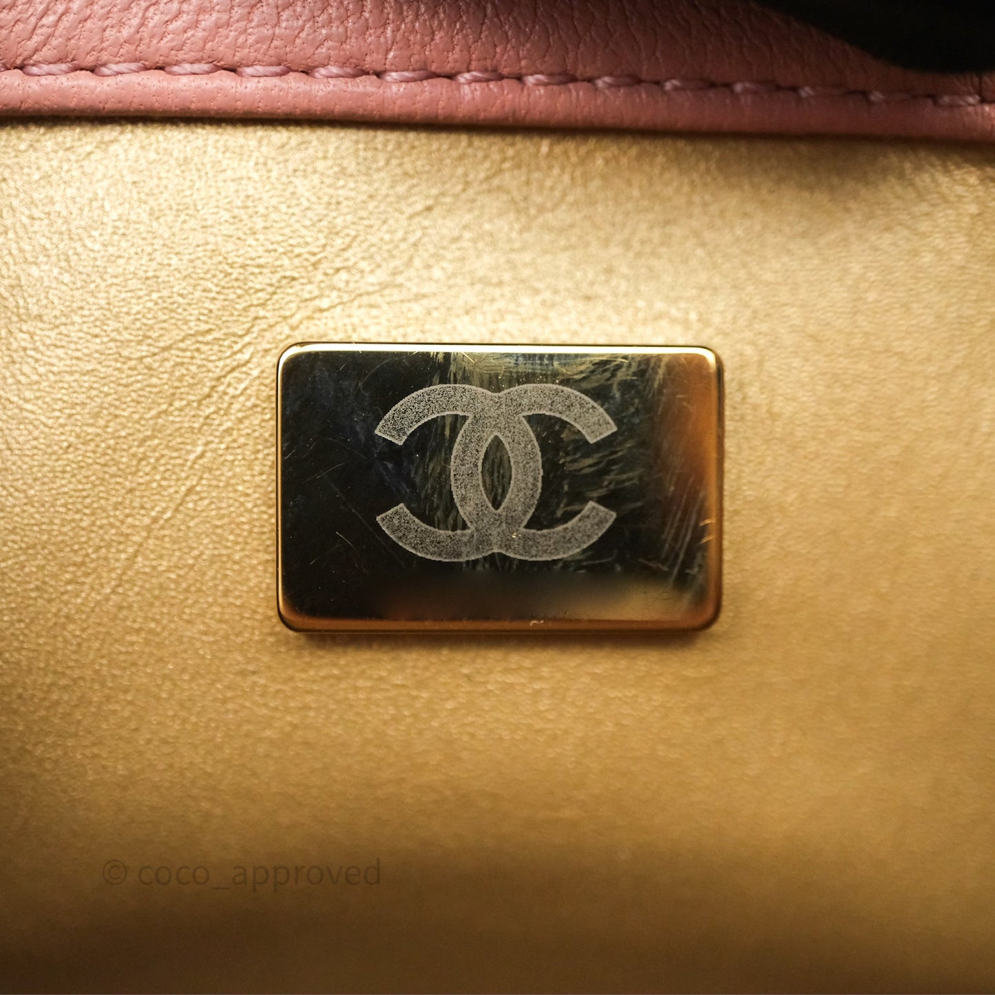 Chanel Pearl Crush Mini Square Quilted Pink Lambskin Aged Gold Hardware