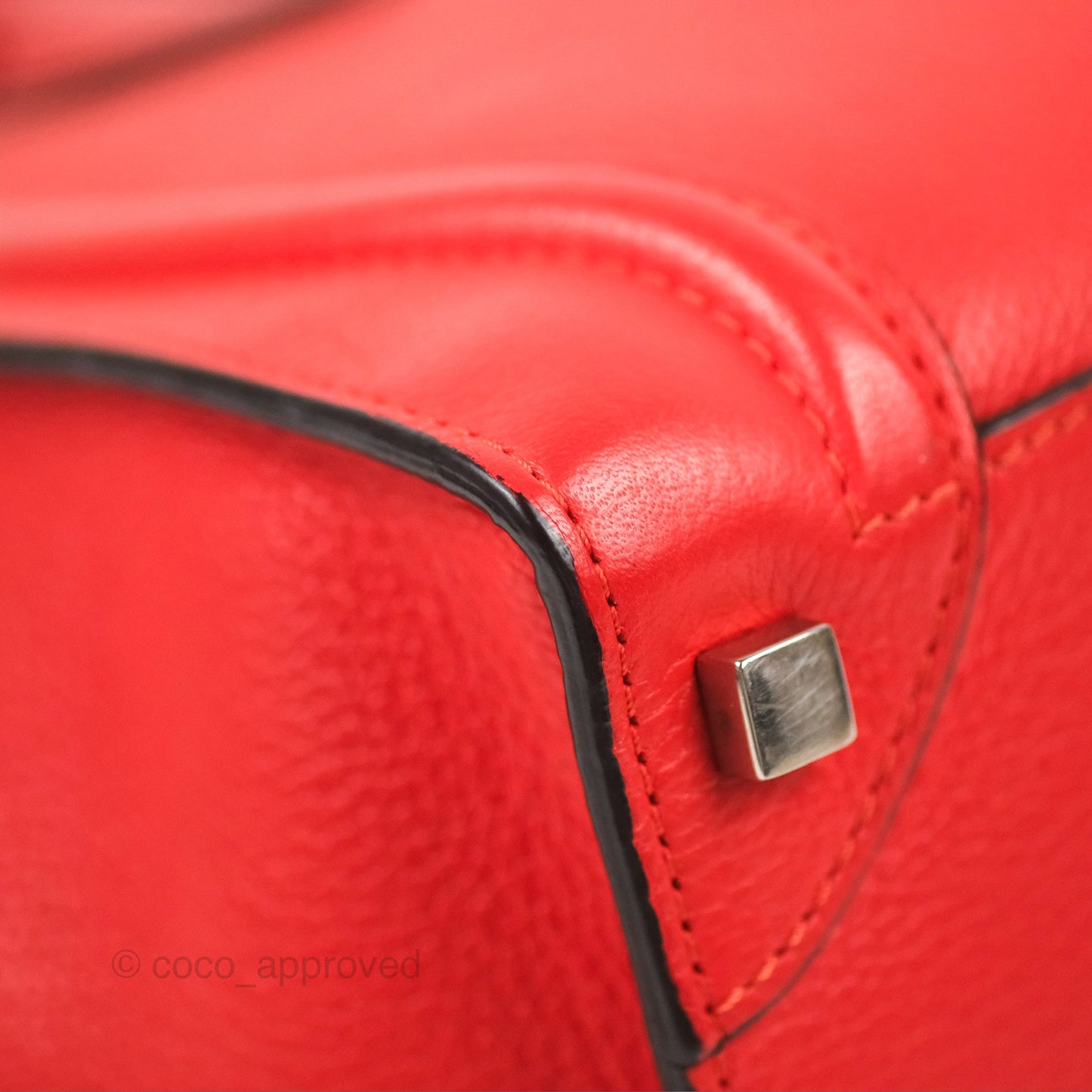 Celine Micro Luggage Handbag Poppy Red Grained Calfskin