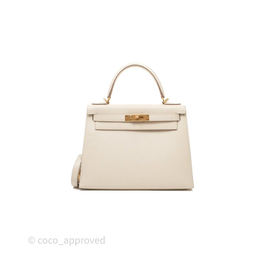 Hermes Kelly 28 Sellier Craie 10 Epsom Gold Hardware