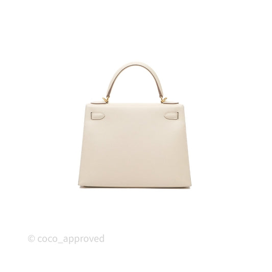 Hermes Kelly 28 Sellier Craie 10 Epsom Gold Hardware