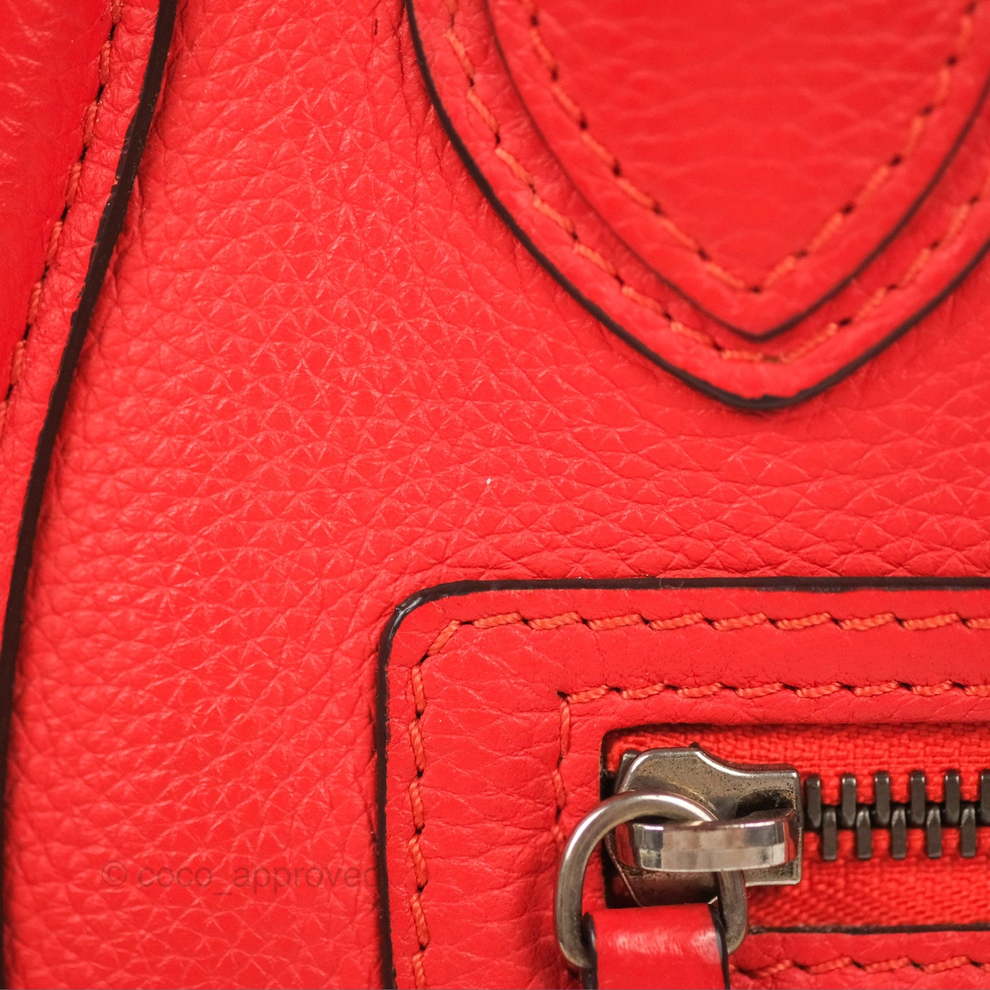Celine Micro Luggage Handbag Poppy Red Grained Calfskin