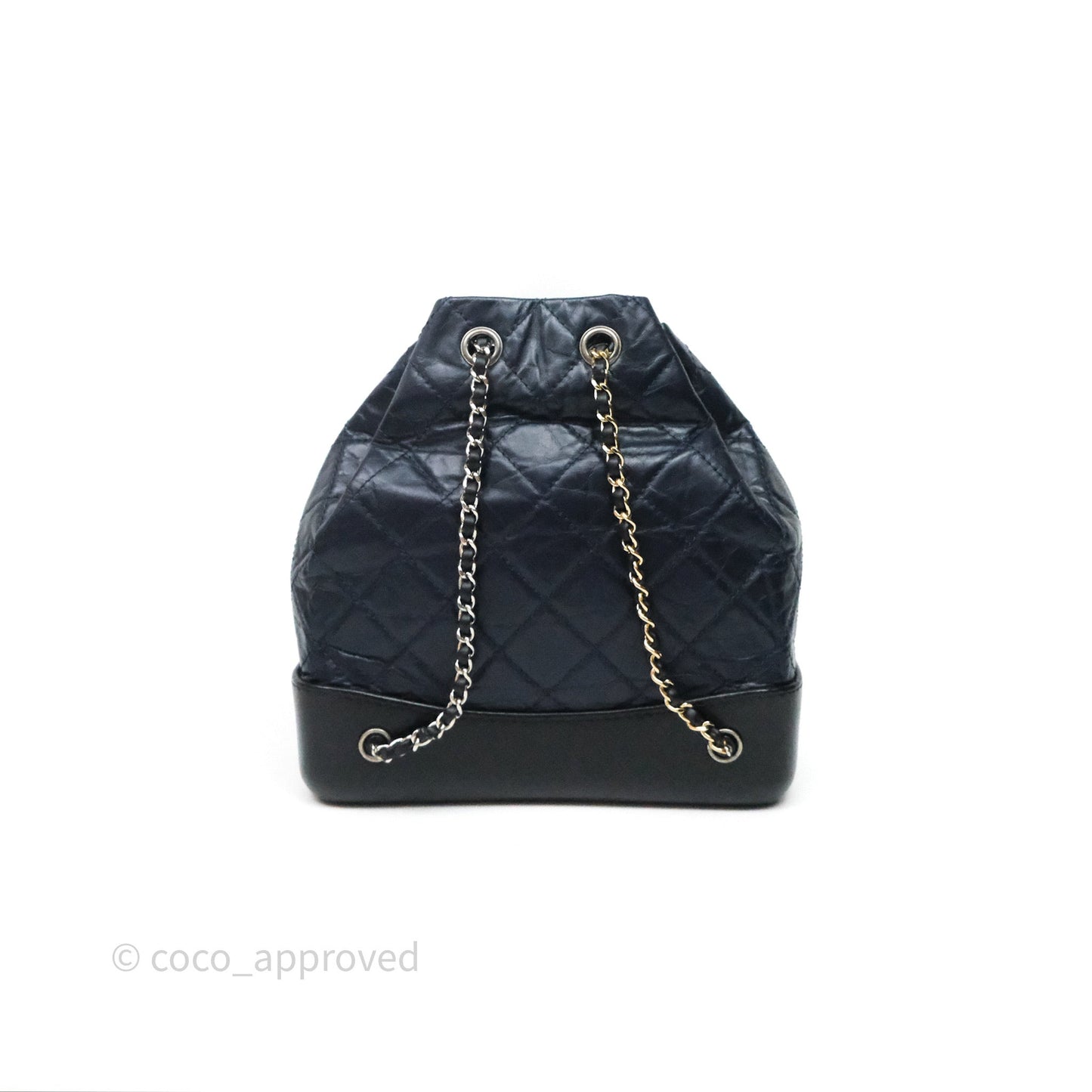 Chanel Small Gabrielle Backpack Navy Black Aged Calfskin