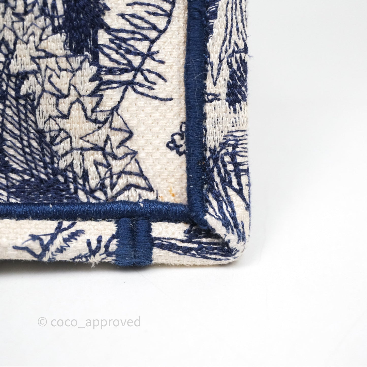 Christian Dior Medium (Old Small) Embroidered Toile De Jouy Canvas Book Tote Blue