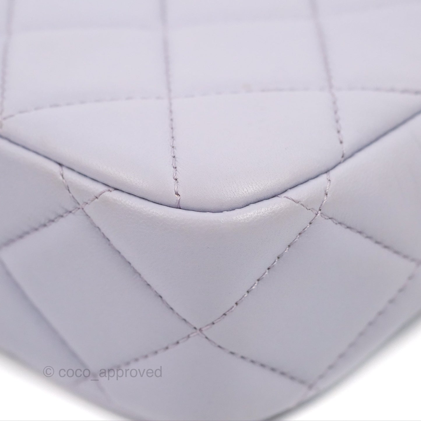 Chanel Quilted Vertical My Perfect Camera Case Lilac Lambskin Silver Hardware